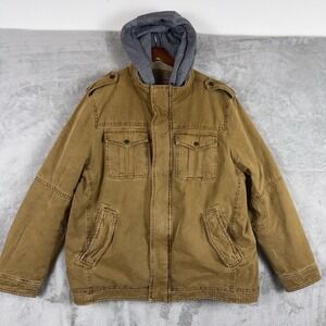 LEVI'S Jacket COTTON Sherpa Lined Brown Canvas HOODED Field Men's 2XL Worker‎